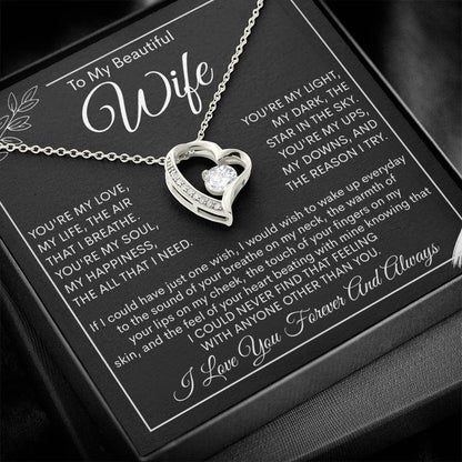To My Beautiful Wife, My Love, My Life Necklace