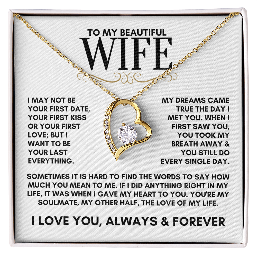 To My Beautiful Wife, My Dreams Came True The Day I Met You Forever Love Necklace