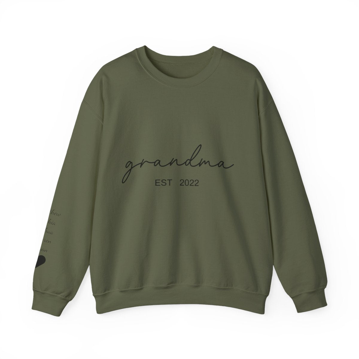 Personalized Grandma Sweatshirt Est Year with Grandkids Names on Sleeve, Christmas Gift, New Grandma Sweater, Mothers Day Gift, Birthday Gift