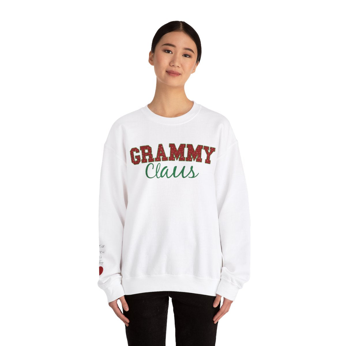 Personalized Grammy Claus With Grandkids Names Sweatshirt