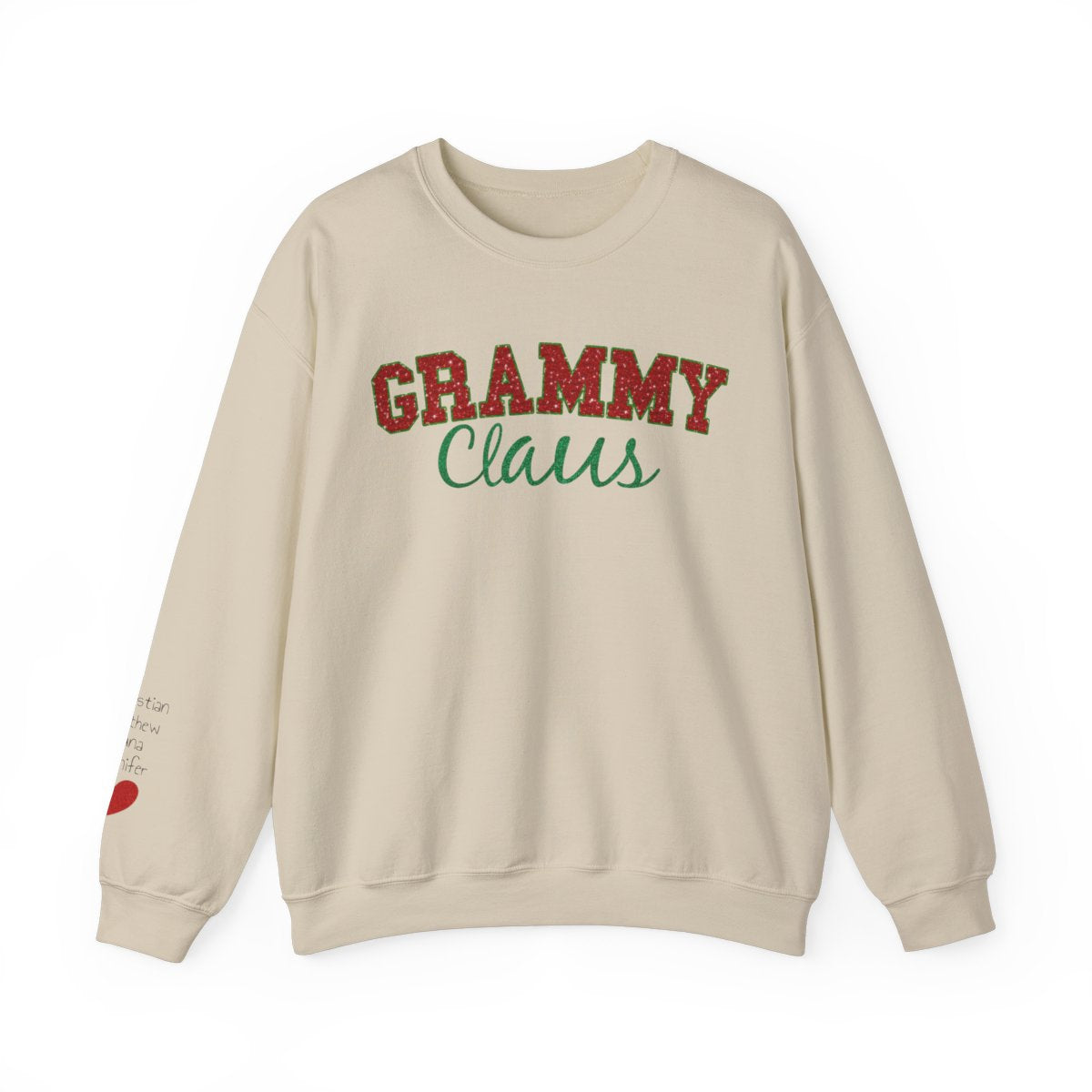 Personalized Grammy Claus With Grandkids Names Sweatshirt